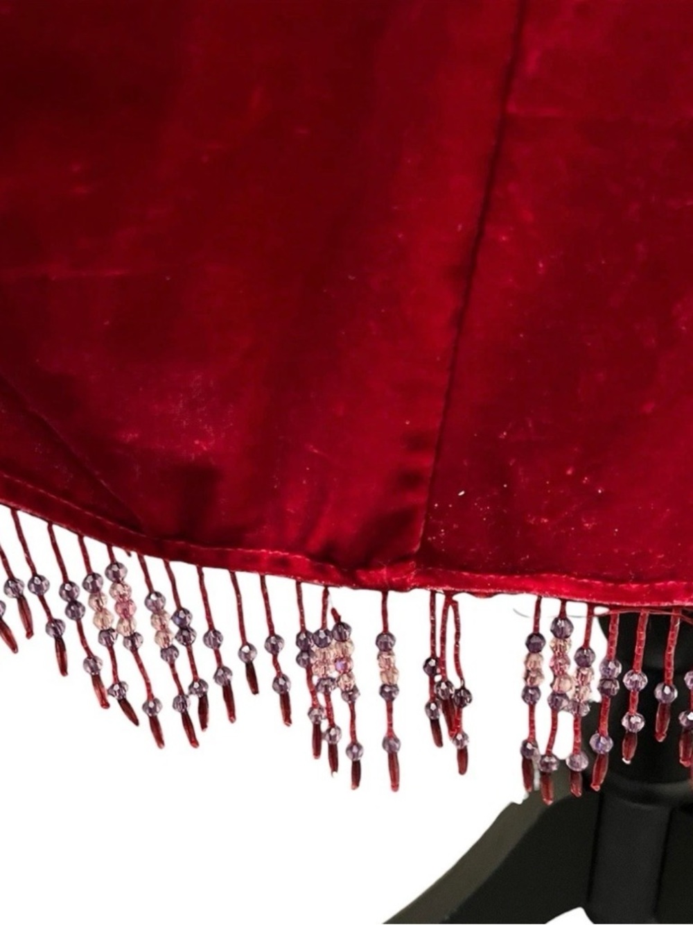 Vintage Betsey Johnson New York Velvet Beaded Fringe Slip Dress M FLAW - Picture 6 of 15